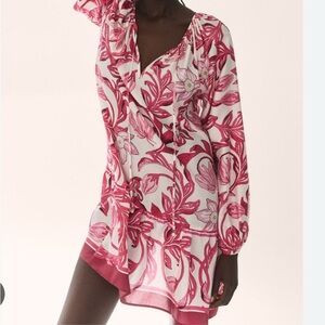 Floral Pink and White Dress